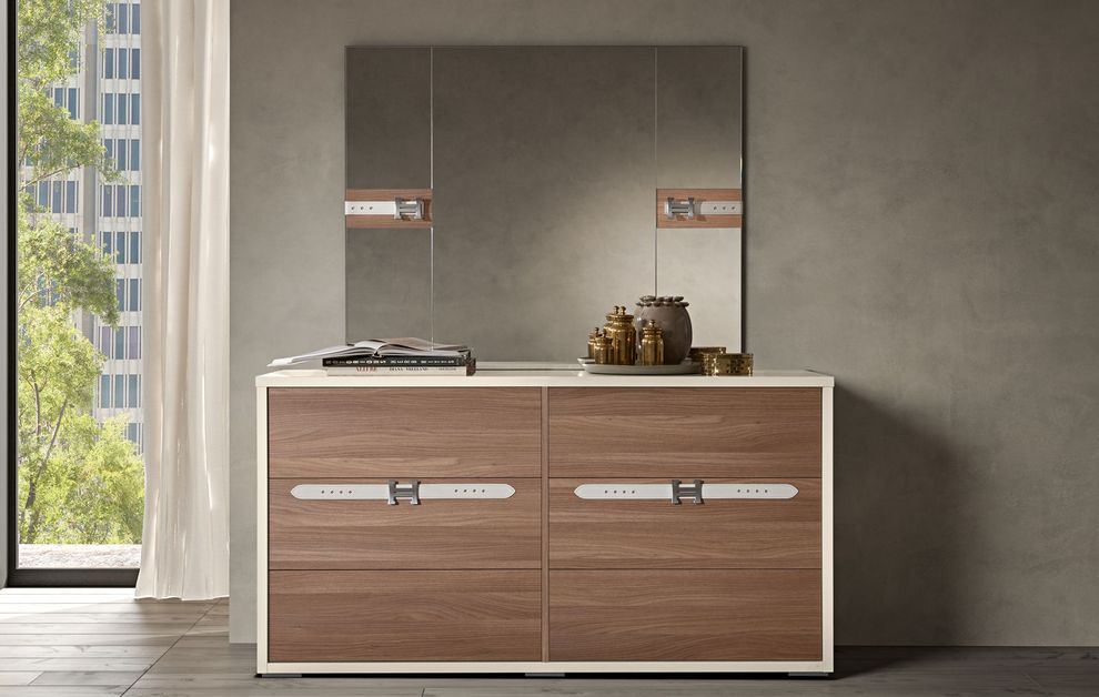Modern two-toned wood finish dresser by Status Italy