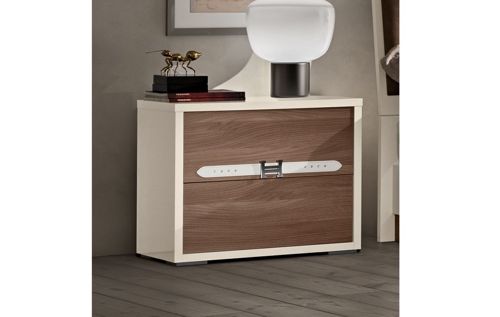 Modern two-toned wood finish nightstand by Status Italy