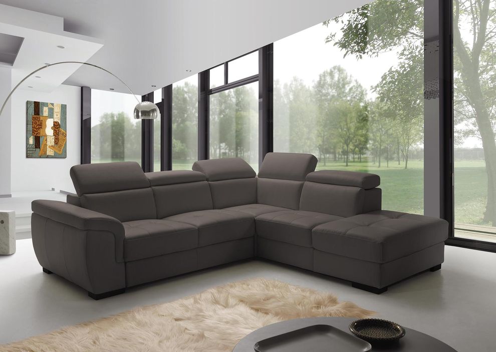 Gray fabric sectional w/ built-in sleeper by ESF