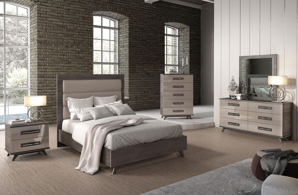 Ultra-modern platform bed in gray wooden finish by ESF