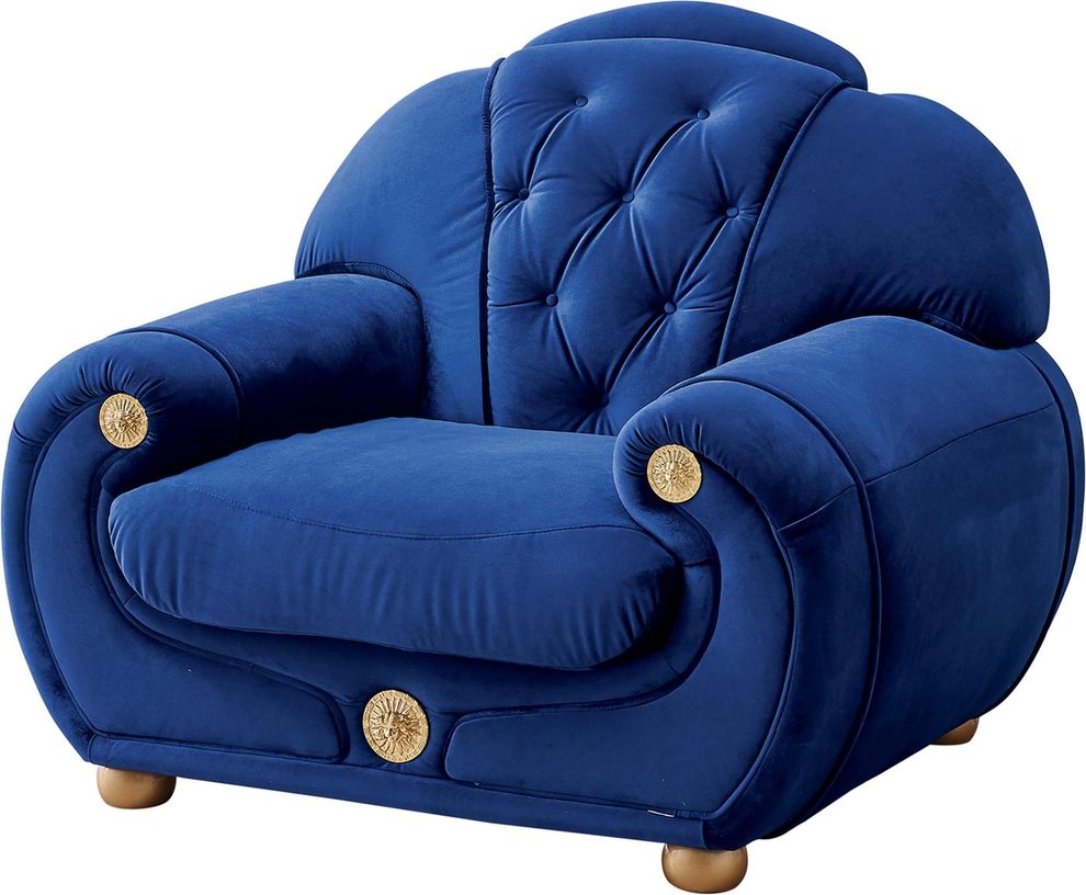 Full blue fabric tufted back chair by ESF