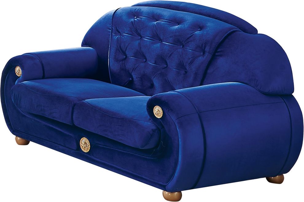 Full blue fabric tufted loveseat by ESF
