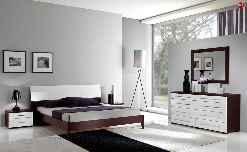 Designer European king bed w/ storage by MCS Mobili