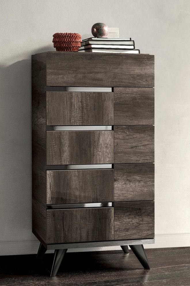 Vintage oak high-gloss contemporary chest by Status Italy