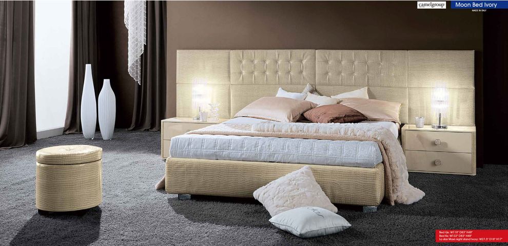Beige leather platform ultra contemporary bed by ESF