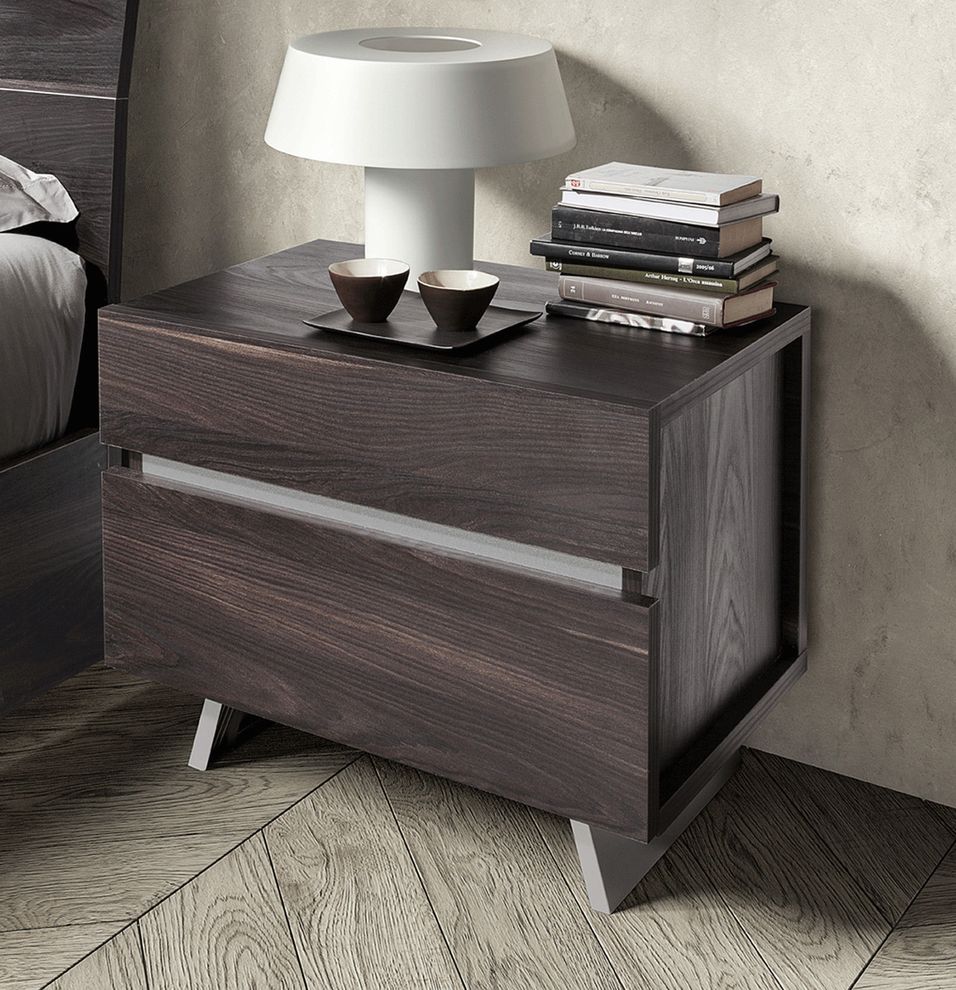 Brushed oak modern nightstand by Status Italy