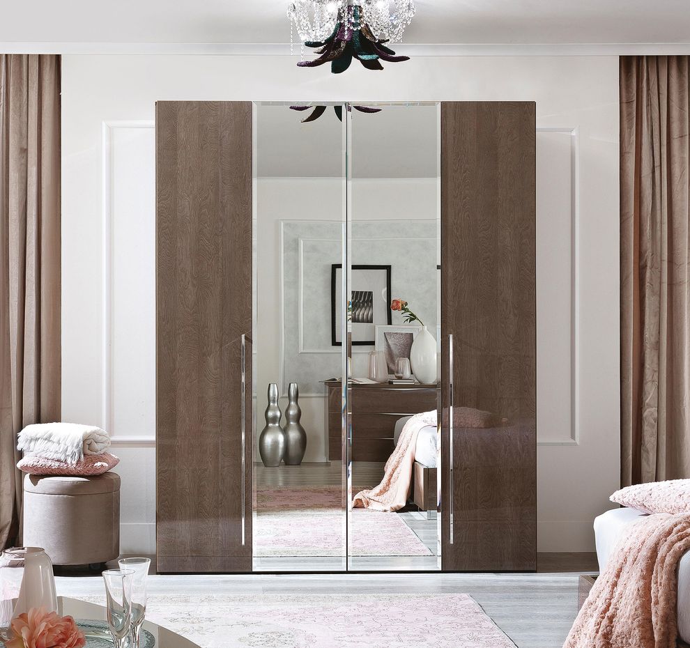 Modern birch finish 4 door contemporary wardrobe by Camelgroup Italy