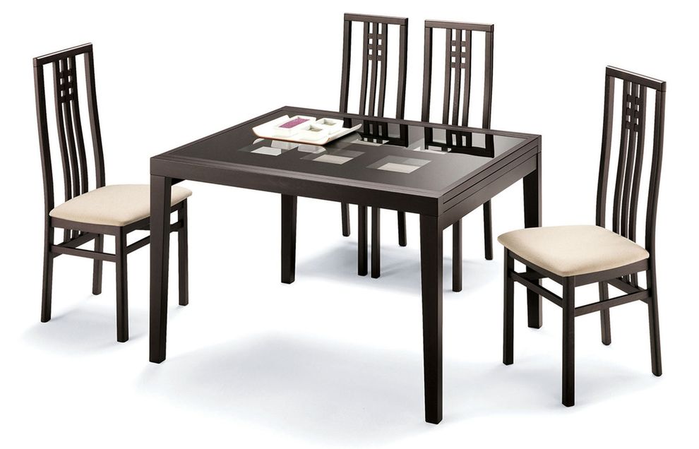 Italy-made table w/ dark glass design by ESF