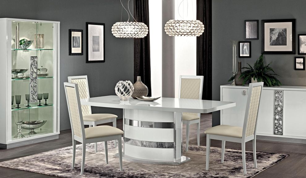 White high gloss lacquer modern dining table by Camelgroup Italy