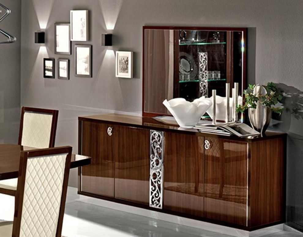 Walnut high gloss lacquer modern buffet by Camelgroup Italy