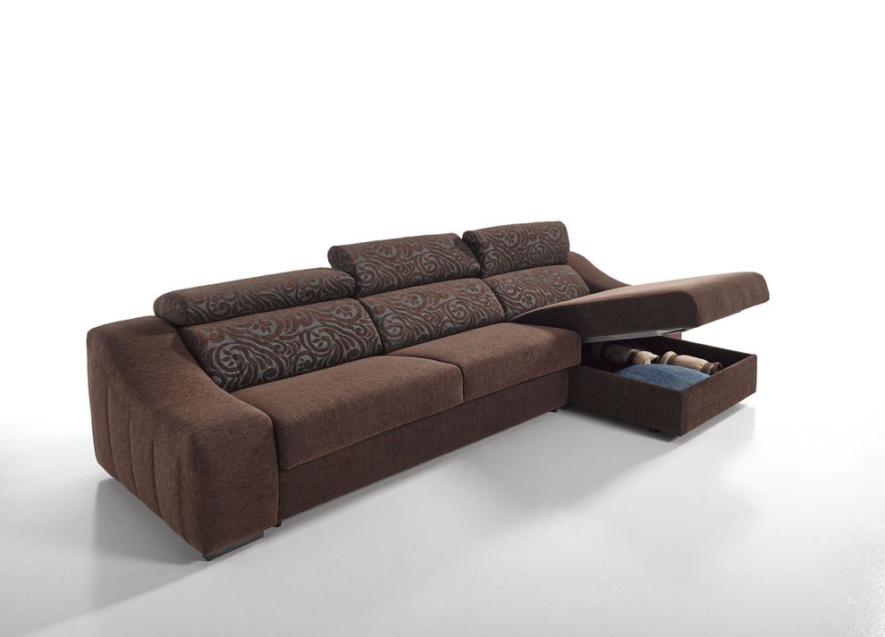 Reversible chocolate sectional couch w/ sleeper by ESF