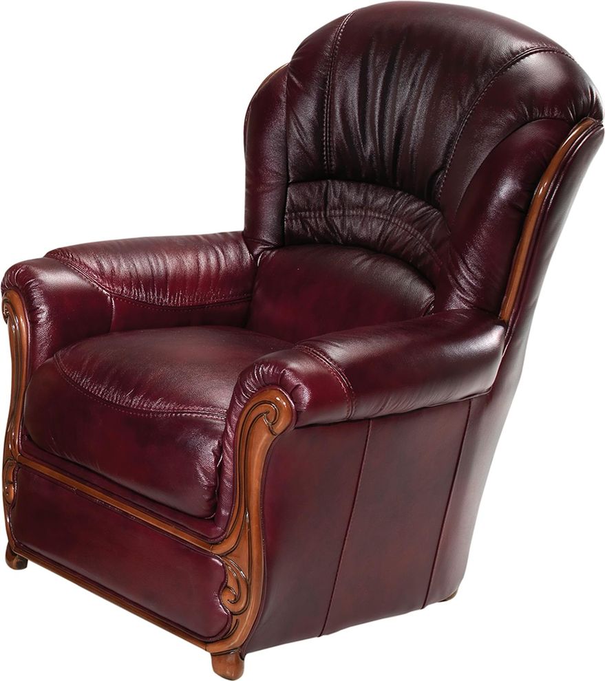 Full leather traditional burgundy brown chair by G&G Italia
