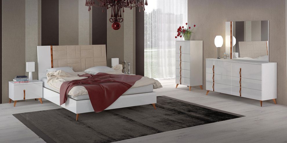White contemporary simple bed in high gloss by ESF