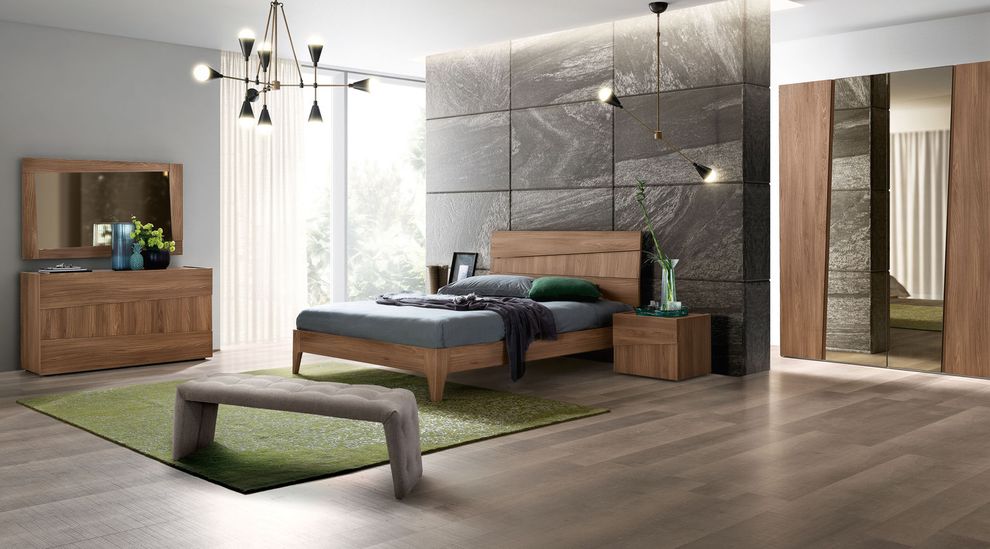 Two-toned modern wood finish queen bed by Camelgroup Italy