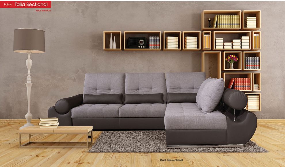 Modern two-toned gray sectional w/ sleeper by ESF