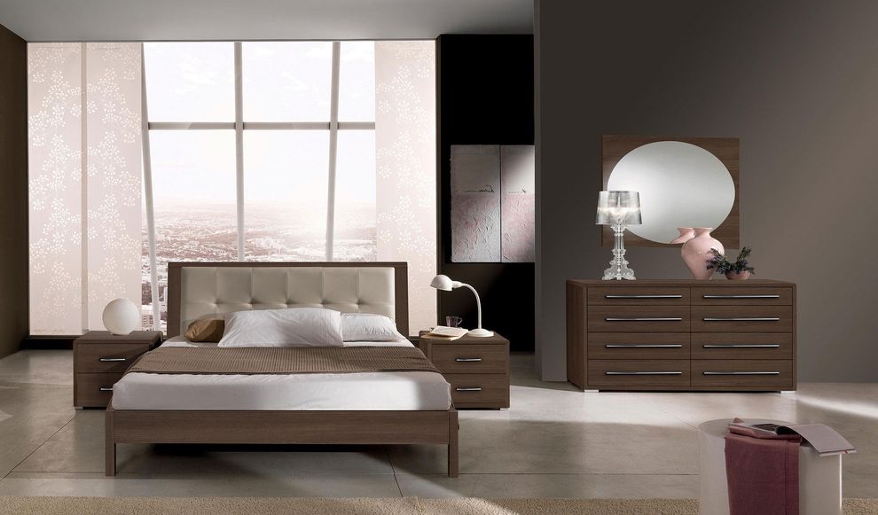 Contemporary bed in light tan / coffee shades by ESF