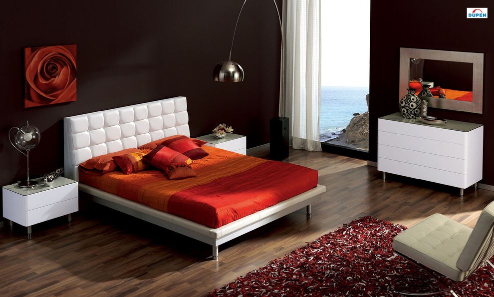White tufted headboard platform bed by ESF