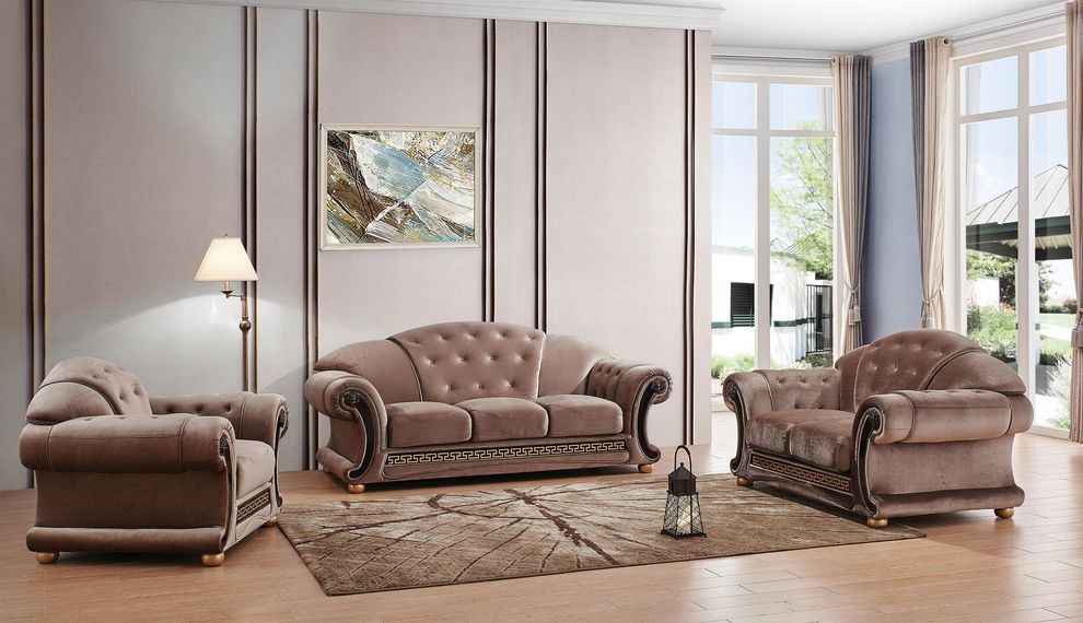 Beige fabric classical touch tufted sofa by ESF