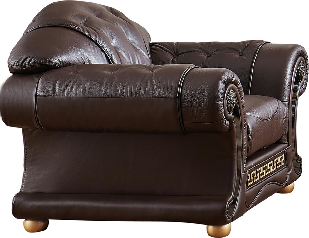 Brown royal style tufted button design leather chair by ESF