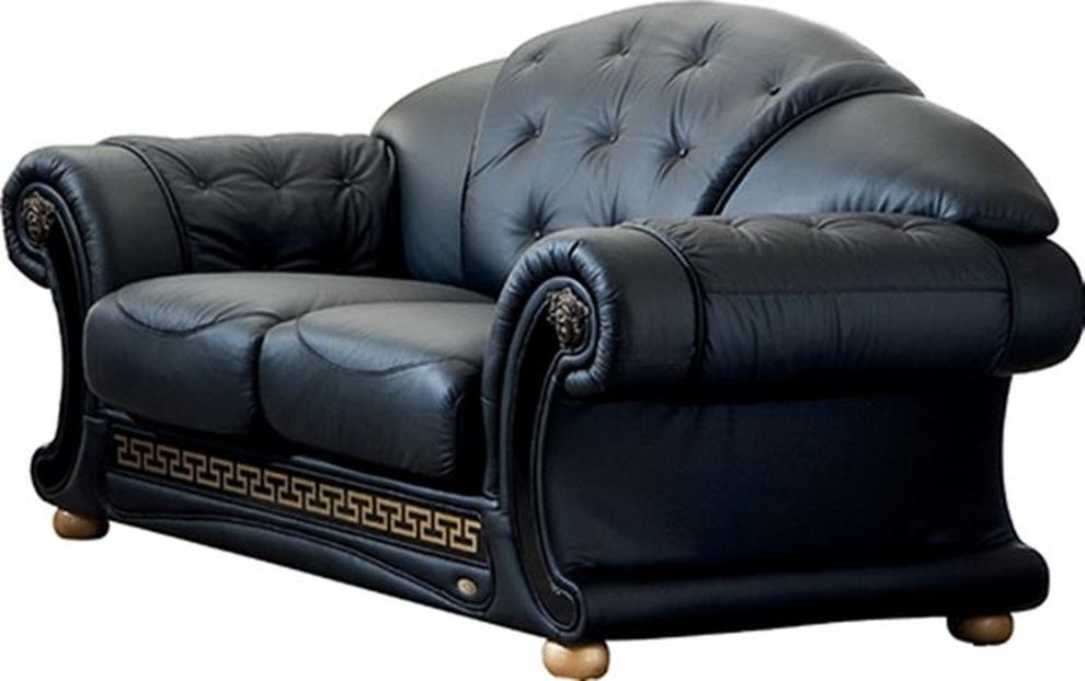 Black royal style tufted button design leather loveseat by ESF