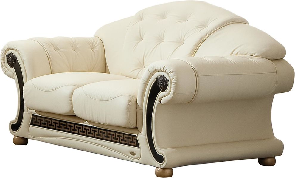 Ivory royal style tufted button design leather loveseat by ESF