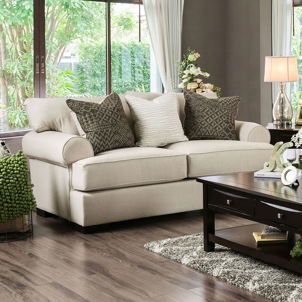 Beige transitional casual style loveseat by Furniture of America