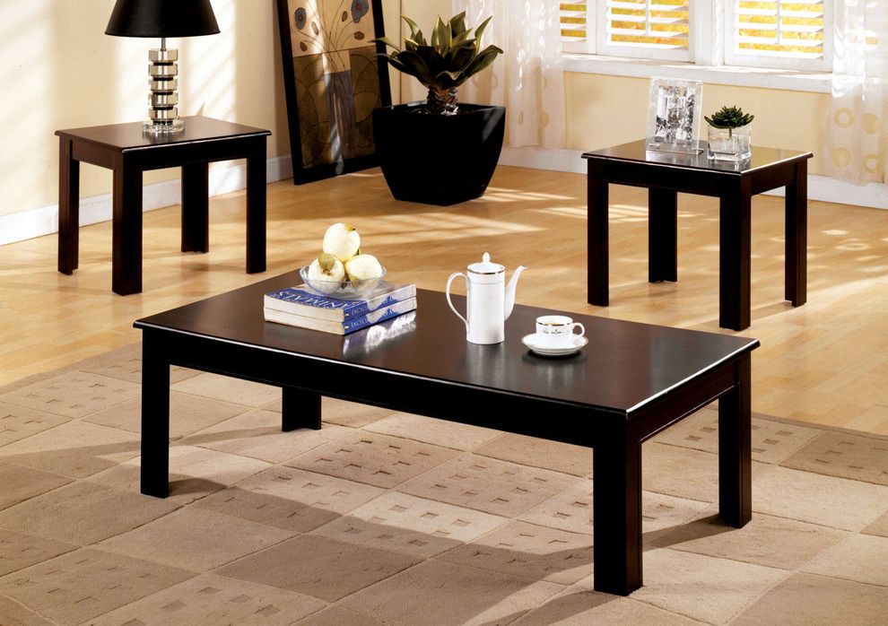 Espresso finish 3pcs coffee table set by Furniture of America