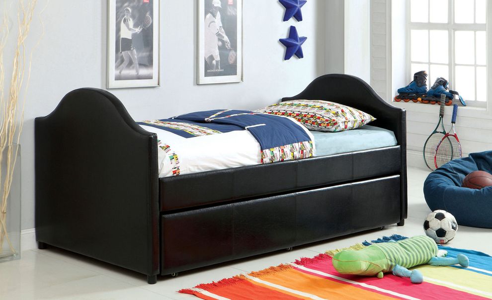 Black leatherette daybed by Furniture of America