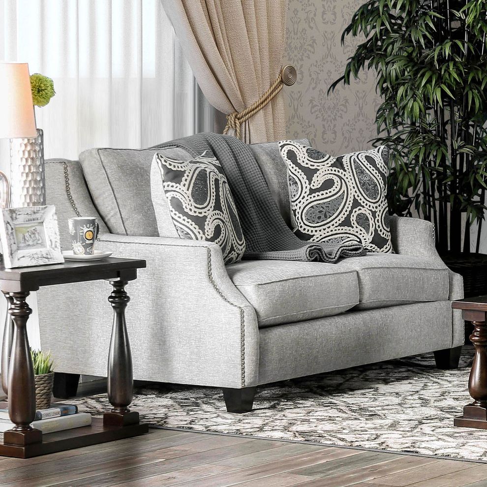 Light Gray Transitional Love Seat by Furniture of America