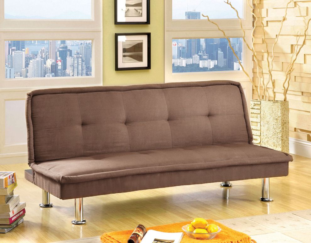 Mocha microfibier small casual sofa bed by Furniture of America