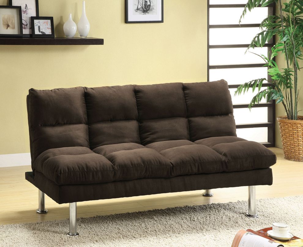 Espresso microfiber sofa bed by Furniture of America
