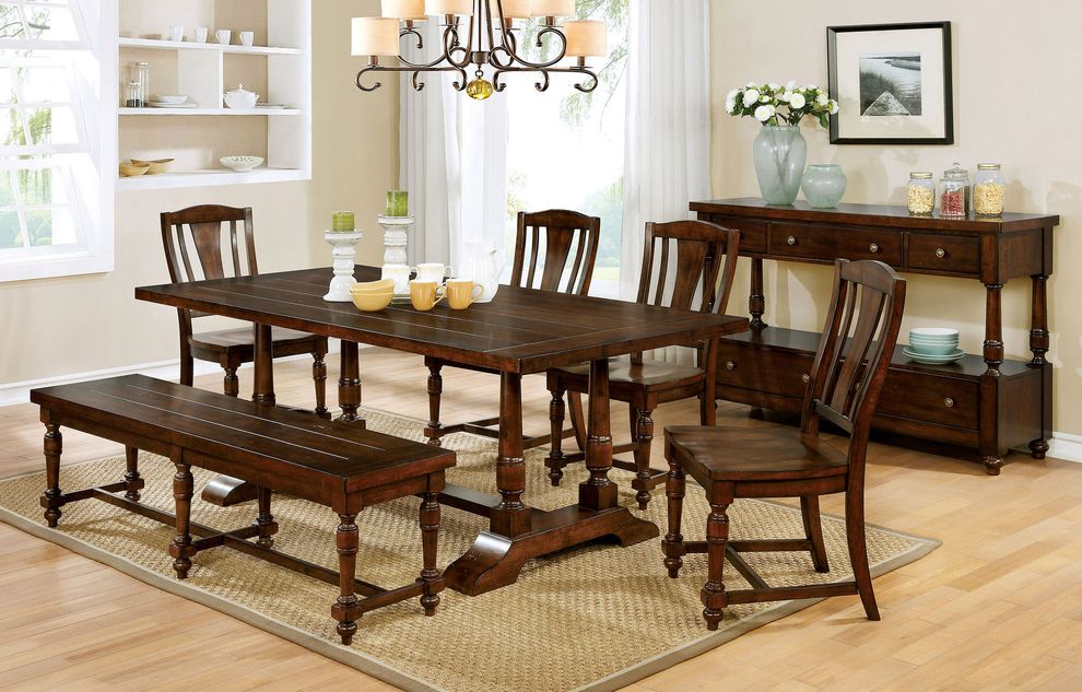Brown cherry finish casual style dining table by Furniture of America