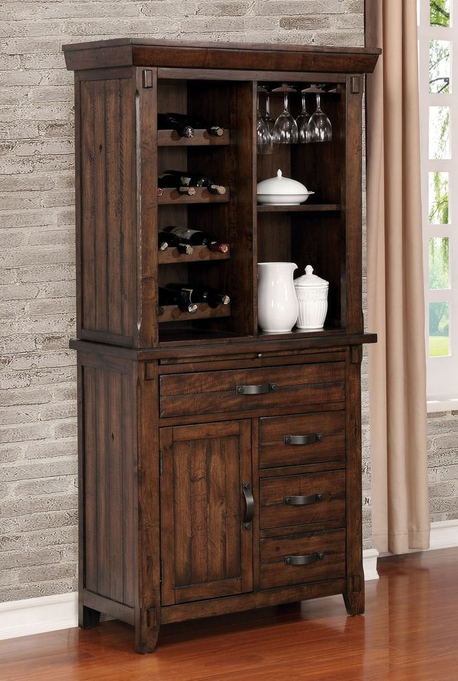 Brown cherry wine rack/display/curio by Furniture of America