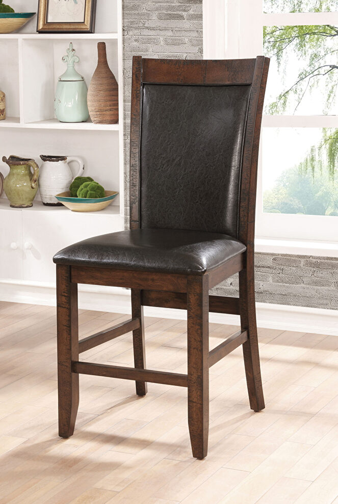 Parson style walnut wood counter ht. chair by Furniture of America