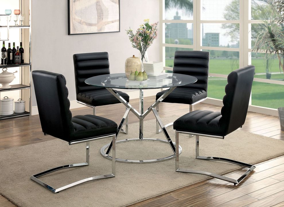 Glass top modern dining table by Furniture of America