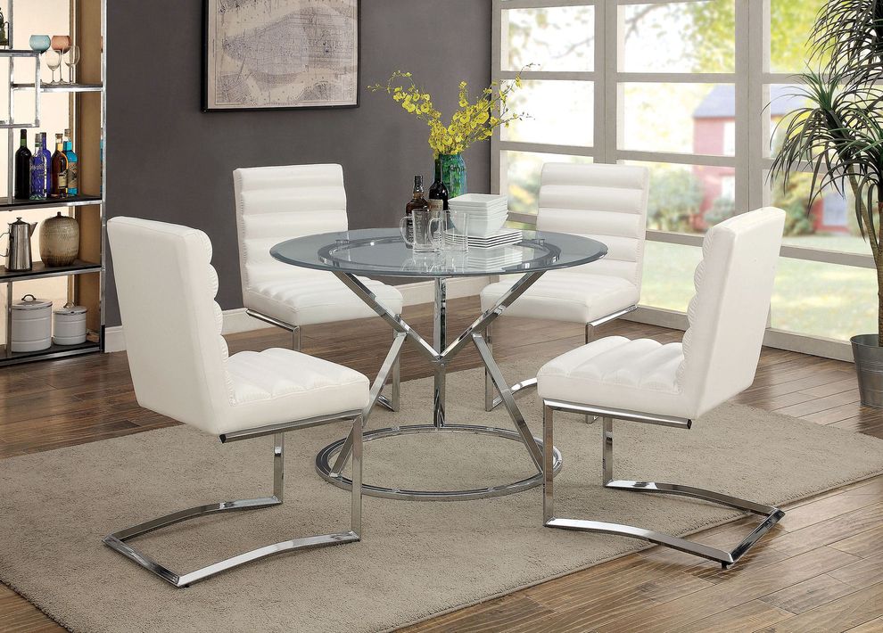 Glass top modern dining table by Furniture of America