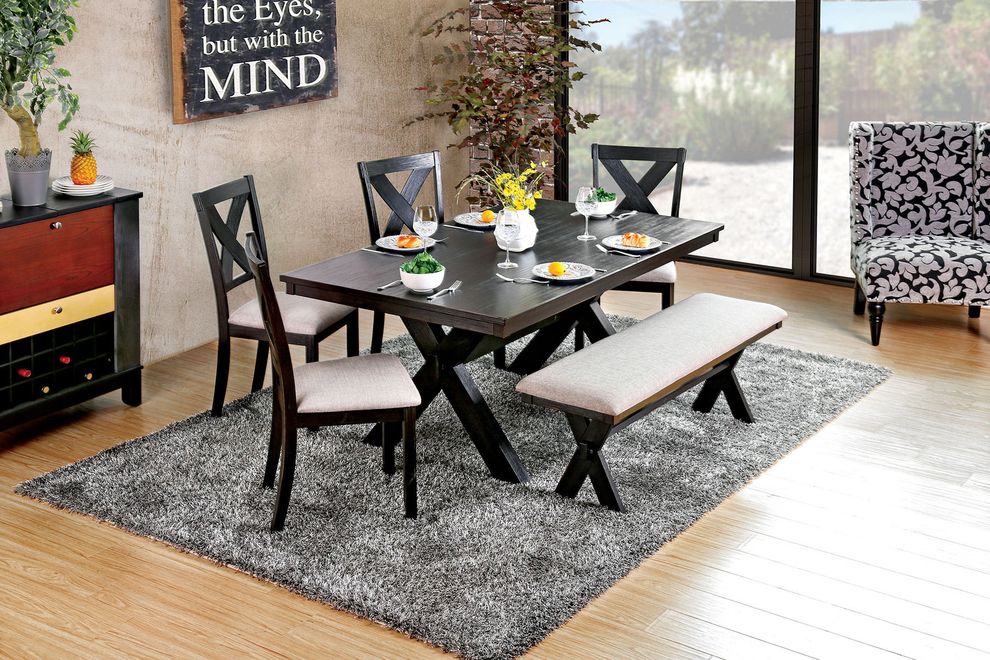Black finish transitional style dining table by Furniture of America
