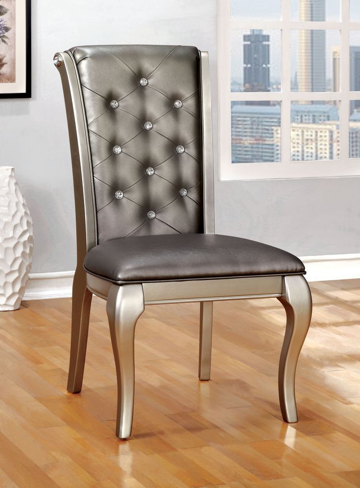Contemporary gray/padded dining chair by Furniture of America