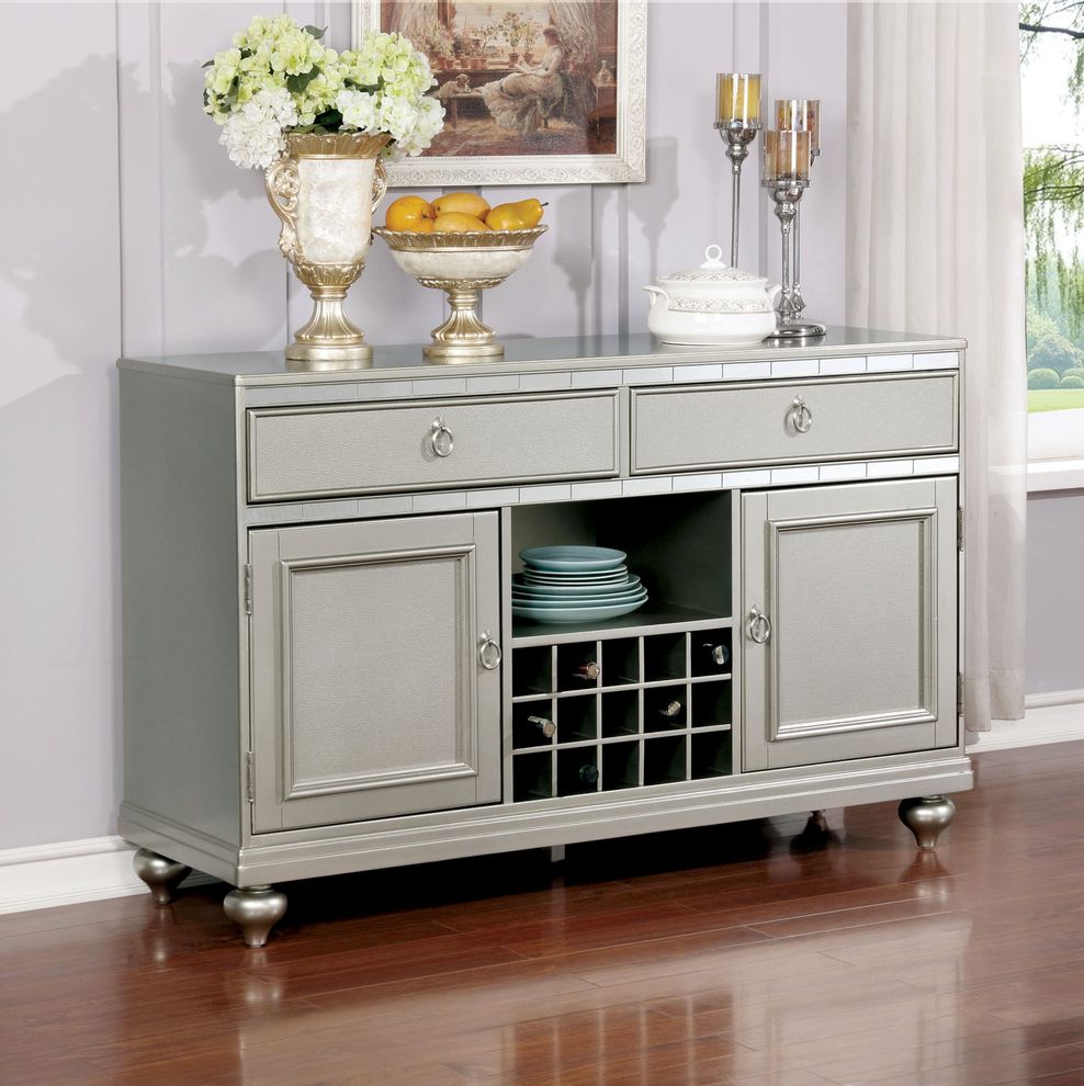 Silver gray glam style kitchen buffet / server by Furniture of America