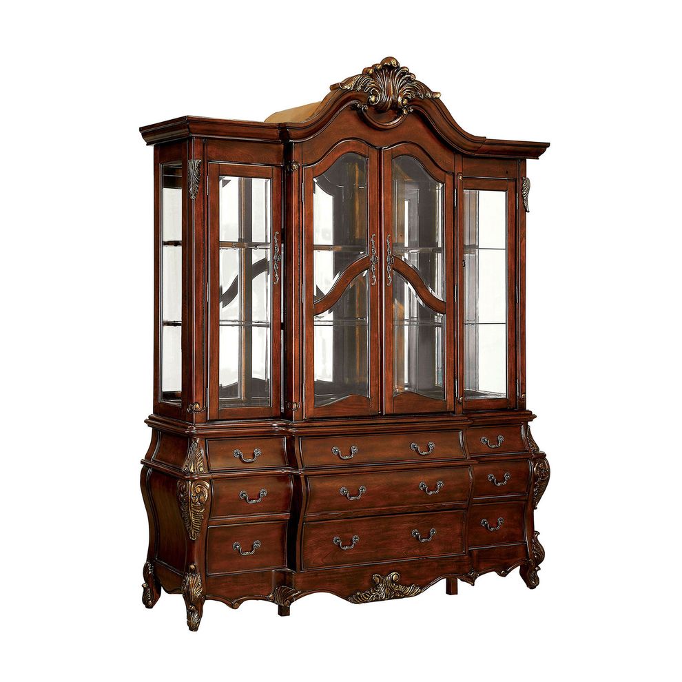 Traditional buffet + hutch in cherry finish by Furniture of America