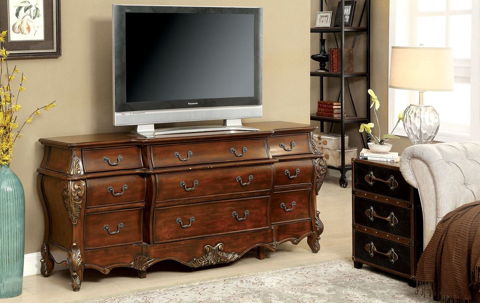 Traditional cherry finish buffet/display/TV Stand by Furniture of America