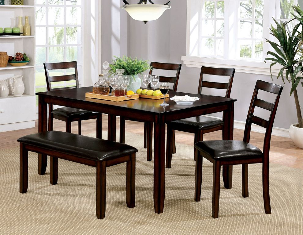 6pcs casual cherry brown table set by Furniture of America