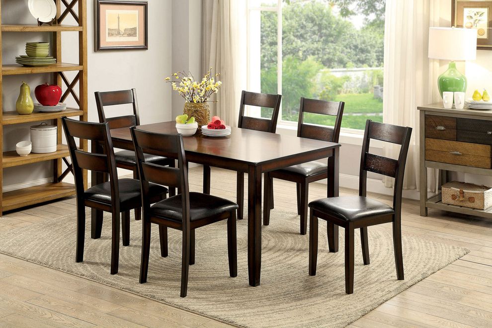 7 pcs espresso finish dining set by Furniture of America