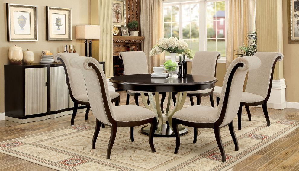 Round espresso finish dining table by Furniture of America