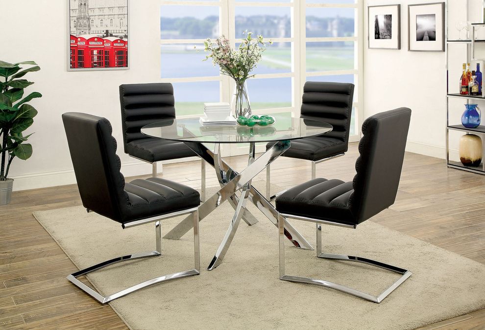 Metal/glass top contemporary style table by Furniture of America