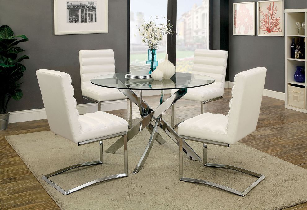 Metal/glass top contemporary style table by Furniture of America