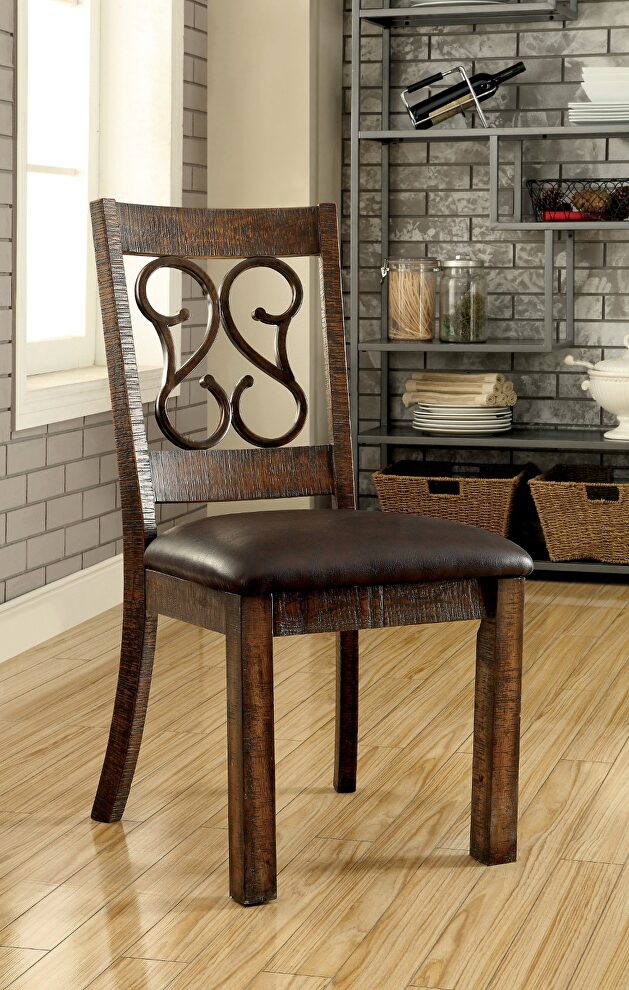 Padded leatherette seat cushions dining chair by Furniture of America