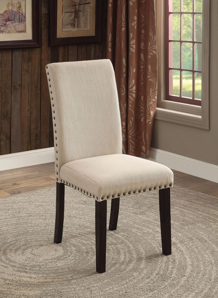 Contemporary ivory padded dining chair by Furniture of America
