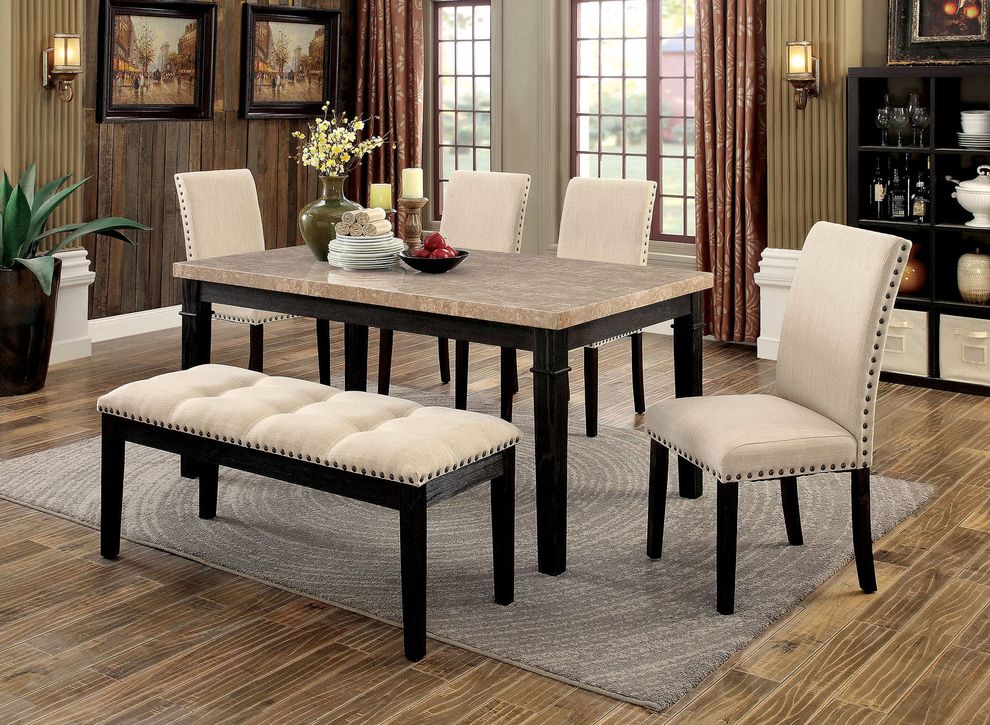 Contemporary faux marble top casual table by Furniture of America