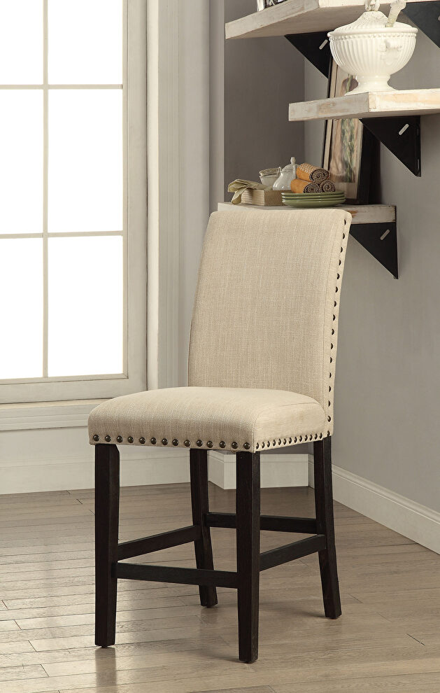 Ivory padded fabric counter height chairs by Furniture of America